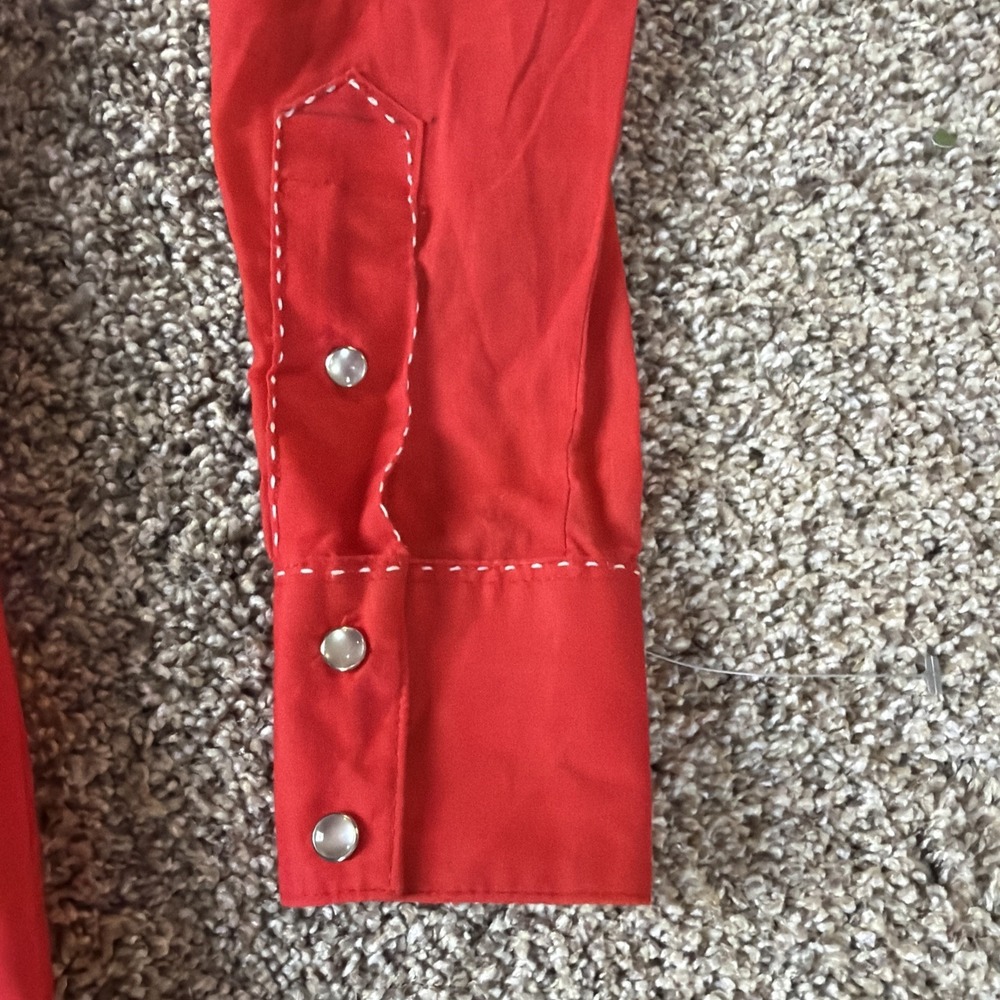 Vintage Pearl Snap Shirt Rockmount Ranch Wear Measure unisex small RED - Picture 2 of 16
